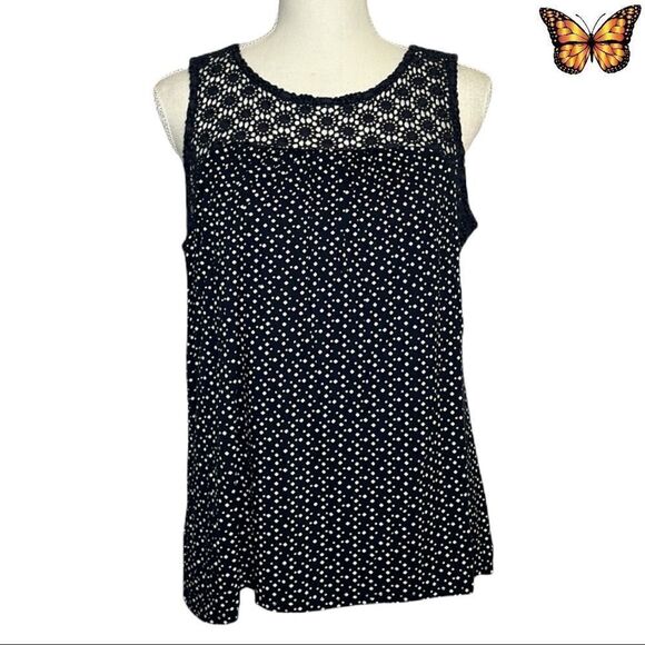 Ann Taylor Loft Crochet Yoke Sleeveless Tank Size Medium Petite - Picture 1 of 10